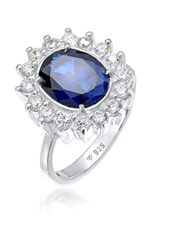Elli Ring Damen Cocktail Saphirblau Zirkonia Kristalle in 925 Sterling Silber von Elli