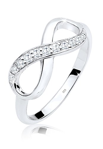 Elli Ring Damen Infinity Symbol Unendlichkeit Trend mit Zirkonia Kristallen in 925 Sterling Silber von Elli