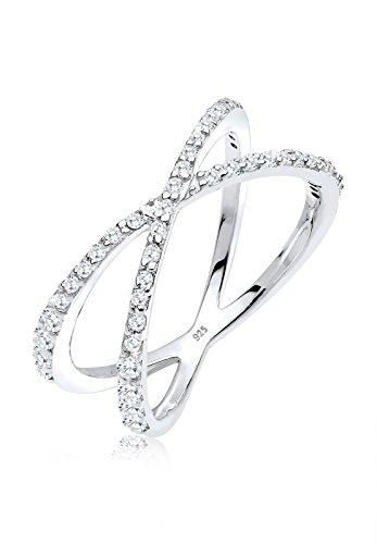 Elli Ring Damen Wickel X mit Zirkonia Kristallen in 925 Sterling Silber von Elli