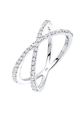 Elli Ring Damen Wickel X mit Zirkonia Kristallen in 925 Sterling Silber von Elli