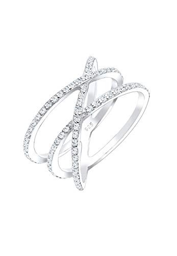 Elli Ring Damen Statement Wickel mit Kristallen in 925 Sterling Silber Vergoldet von Elli