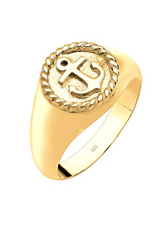 Elli Ring Damen Maritim Anker Siegelring in 925 Sterling Silber von Elli
