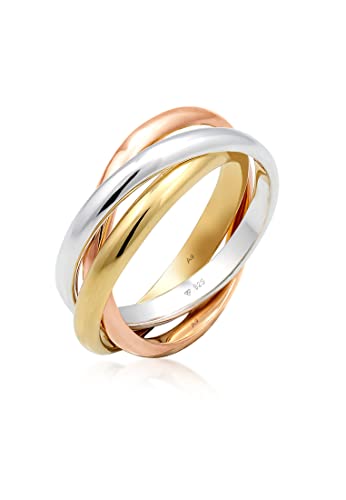 Elli Ring Damen Wickel Basic Tri-Color in 925 Sterling Silber von Elli