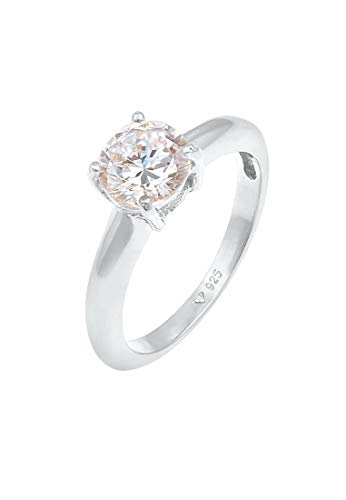 Elli Ring Damen Solitär Klassisch mit Zirkonia Kristall in 925 Sterling Silber von Elli