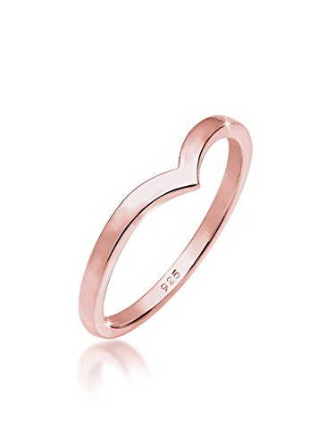 Elli Ring Damen V-Form Geo Stacking in 925 Sterling Silber Rosévergoldet von Elli