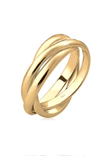 Elli Ring Damen Trio Wickel Basic in 925 Sterling Silber Vergoldet von Elli