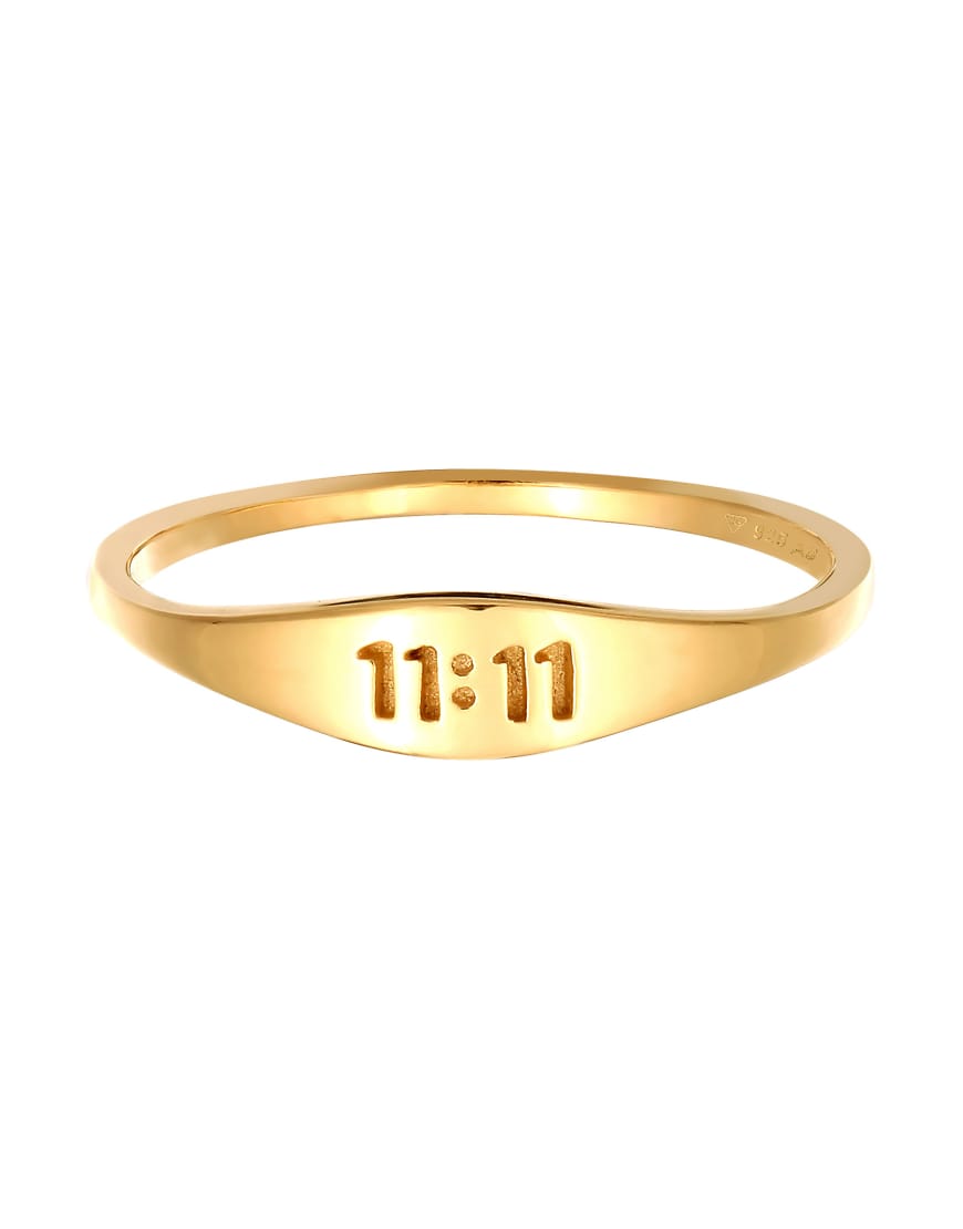 Elli - Damen-Ring aus 925er Silber in Gold-Optik mit Boho-Design und Zahlenverzierung-Goldfarben von Elli