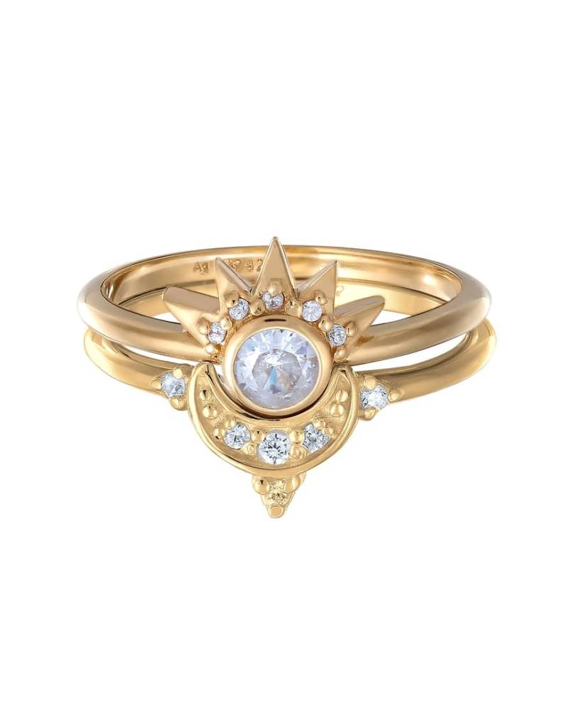 Elli - Damen-Ringe im Set aus 925er Sterlingsilber in Gold mit sternförmigem Design mit weißem Zirkonia-Goldfarben Elli - Damen-Ringe im Set aus 925er Sterlingsilber in Gold mit sternförmigem Design mit weißem Zirkonia-Goldfarben von Elli