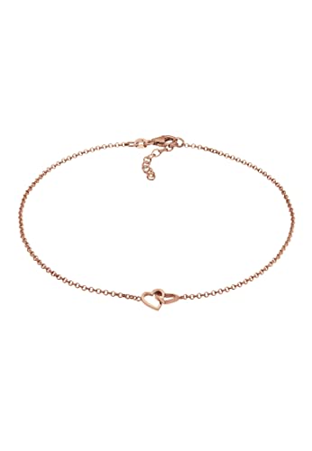Elli Fußschmuck Damen Verschlungene Herzen in 925 Sterling Silber rosé vergoldet von Elli