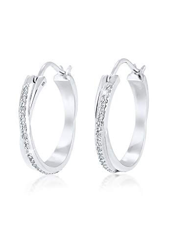 Elli Ohrringe Damen Creolen Glamour Verschlungen mit Kristallen in 925 Sterling Silber von Elli