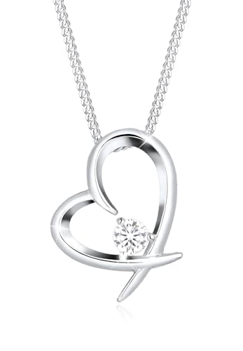 Elli Halskette Damen Herz Geschwungen mit Zirkonia Kristallen in 925 Sterling Silber von Elli