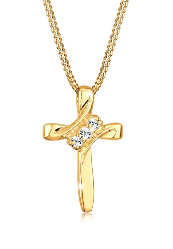 Elli Halskette Damen Kreuz Religion mit Kristallen in 925 Sterling Silber von Elli