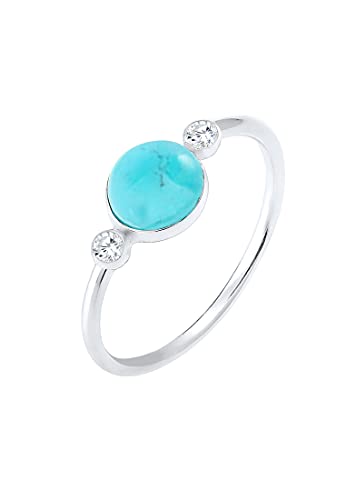 Elli Ring Damen Boho Trend mit Zirkonia Kristalle Howlith in 925 Sterling Silber von Elli