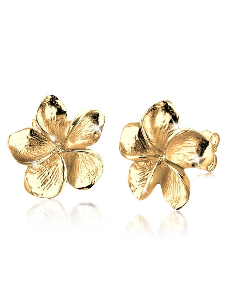 Elli - Filigrane Damen-Ohrstecker im Frangipani-Blumendesign aus 925er-Sterlingsilber in Goldoptik-Goldfarben von Elli