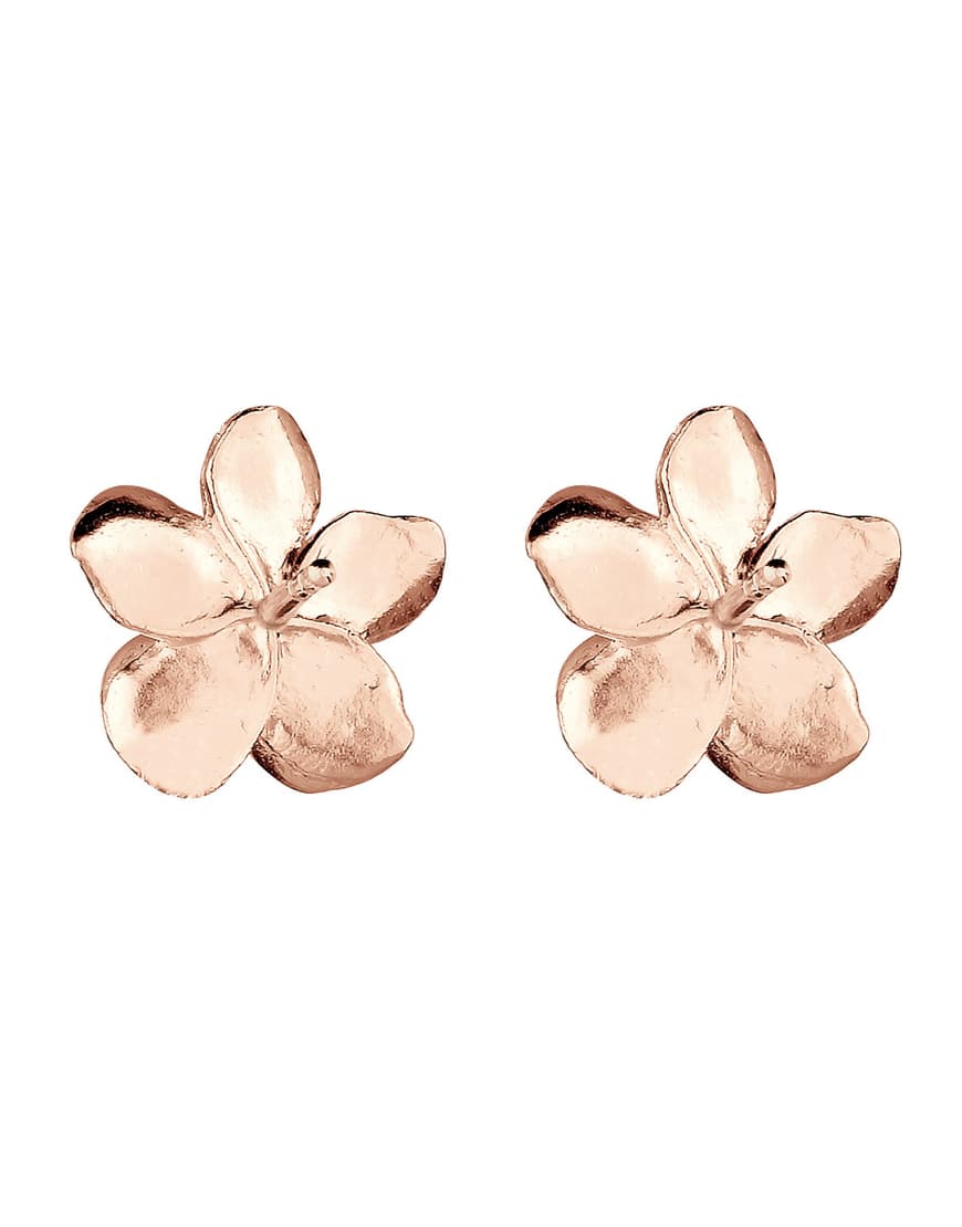 Elli - Filigrane Damen-Ohrstecker im Frangipani-Blumendesign aus 925er-Sterlingsilber in Roségoldoptik-Goldfarben von Elli