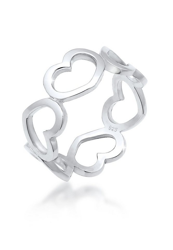 Elli Fingerring Bandring Herzen Symbol Cut-Out Trend 925er Silber von Elli