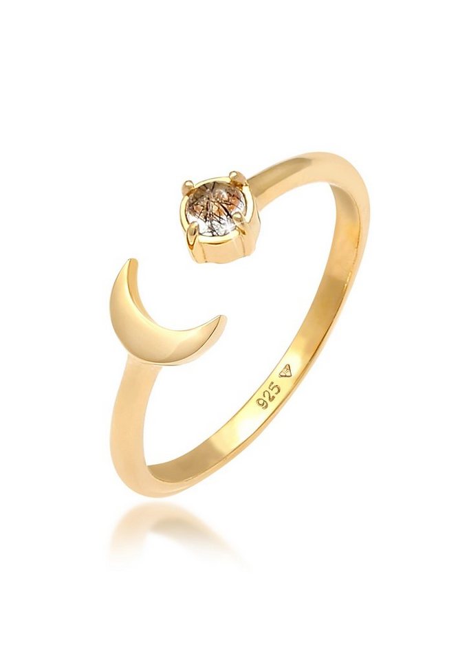 Elli Fingerring Halbmond Edelstein Astro Verstellbar 925 Silber, Astro Elli Fingerring Halbmond Edelstein Astro Verstellbar 925 Silber, Astro von Elli