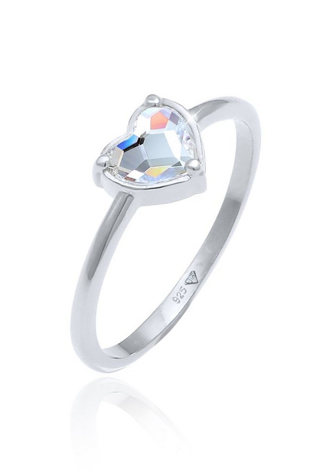 Elli Fingerring Herz Verlobung 925 Silber, mit Kristallen von Swarovski®, Herz von Elli