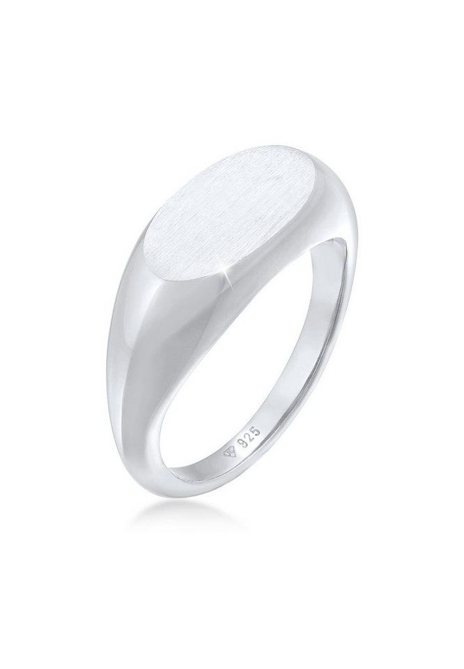 Elli Fingerring Siegelring Oval Glanz Geo Basic Trend 925 Silber, Siegelring von Elli