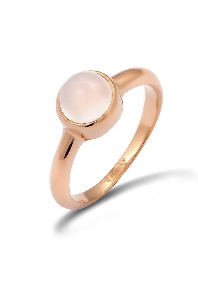 Elli Fingerring Solitär Edelstein Mondstein Pastell 925 Silber von Elli
