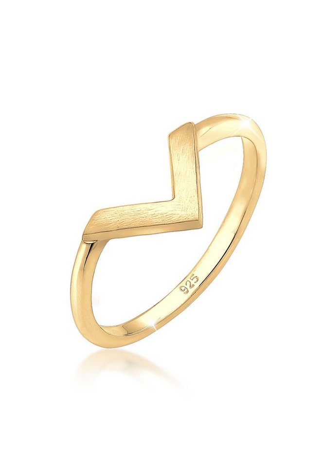 Elli Fingerring V-Form Matt Basic 925 Silber von Elli