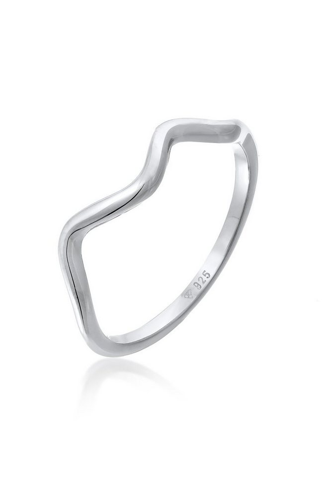 Elli Fingerring Wellen Minimal Geo Trend 925 Silber, Geo von Elli