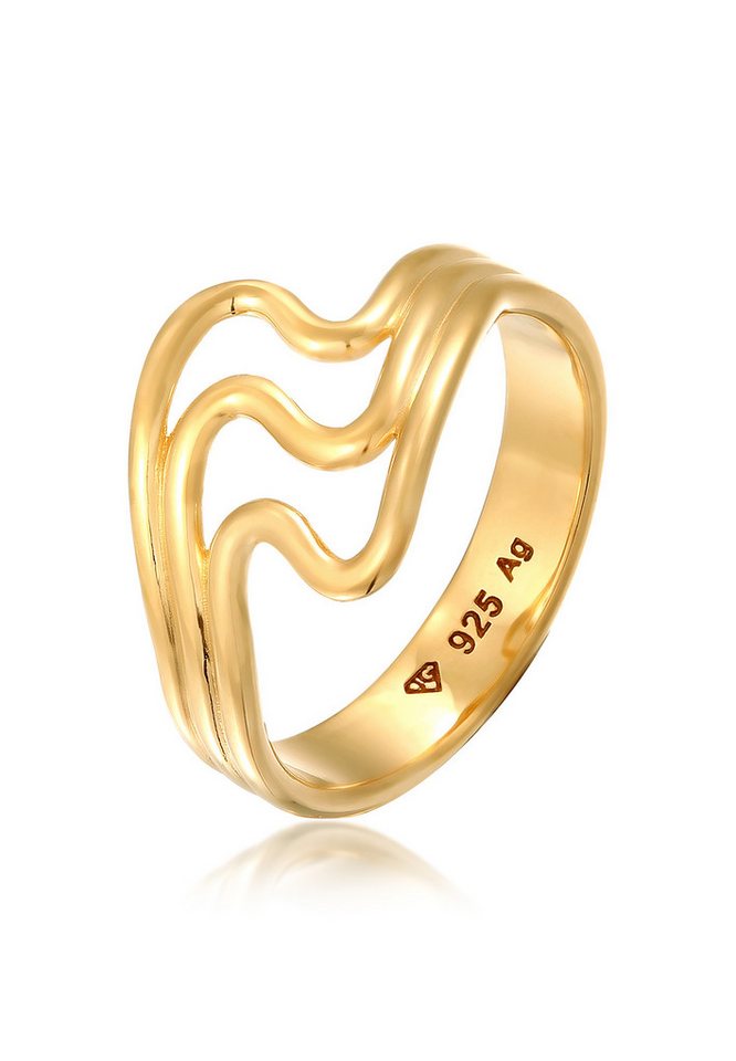 Elli Fingerring Wellen Modern Filigran 925 Sterling Silber von Elli