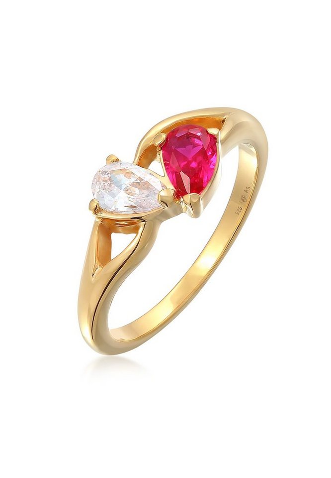 Elli Fingerring Zirkonia Rubin Infintiy 925 Silber vergoldet, Infinity von Elli
