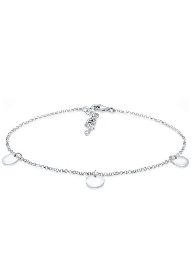 Elli Fußkette Basic Kreis Geo Trend Minimal 925 Sterling Silber von Elli
