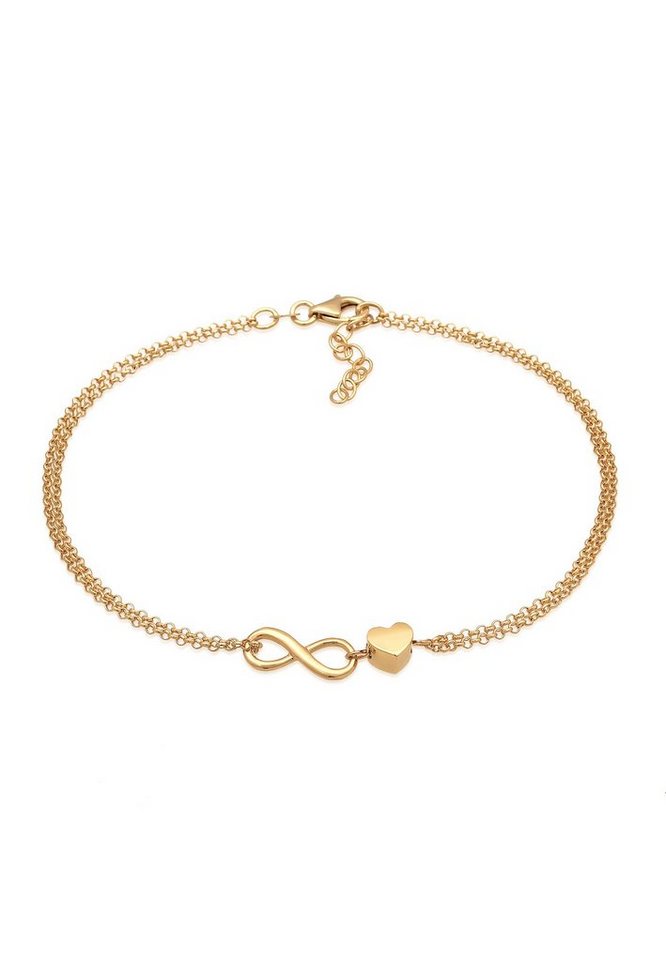 Elli Fußkette Herz Unendlichkeit Infinity 925 Silber, Herz von Elli