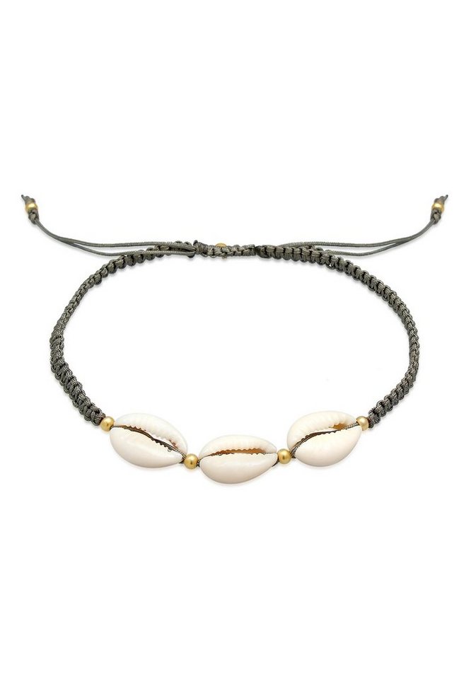 Elli Fußkette Kauri Muschel Ozean Nylon 925 Silber, Muschel von Elli