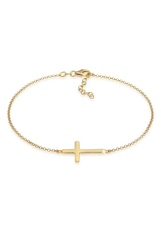 Elli Fußkette Kreuz Religion Glaube Filigran Trend 925 Silber, Kreuz von Elli