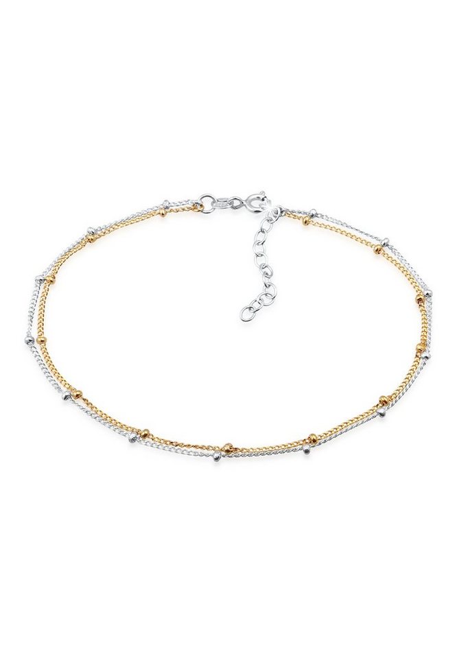 Elli Fußkette Kugelkette Bi-Color Sommer Strand 925 Silber, Bi Color / Tri Color von Elli