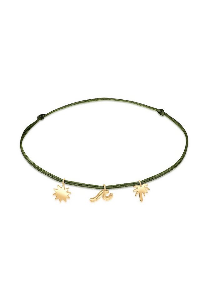 Elli Fußkette Palme Beach Boho Strand Nylon Bändchen 925 Sterling Silber, Palme von Elli