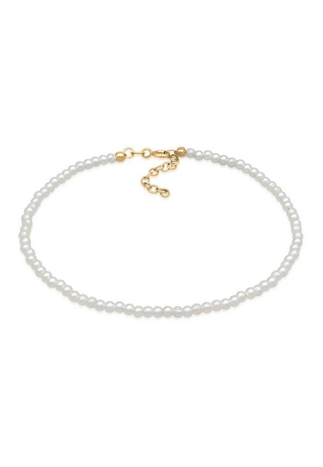 Elli Fußkette Perlen Synthetisch Klassik Basic 925 Silber, Kugel von Elli