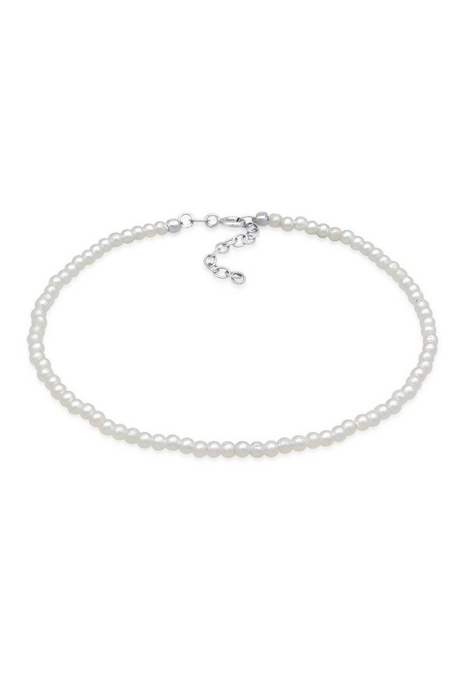 Elli Fußkette Perlen Synthetisch Klassik Basic 925 Silber, Kugel von Elli