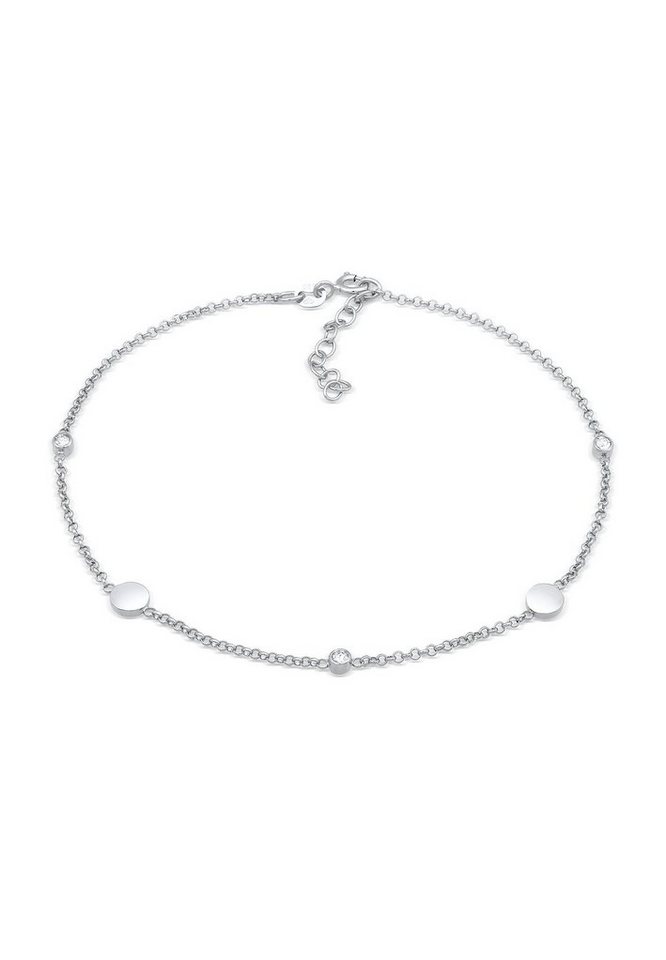 Elli Fußkette Plättchen Basic 925 Silber, mit Kristallen von Swarovski® von Elli