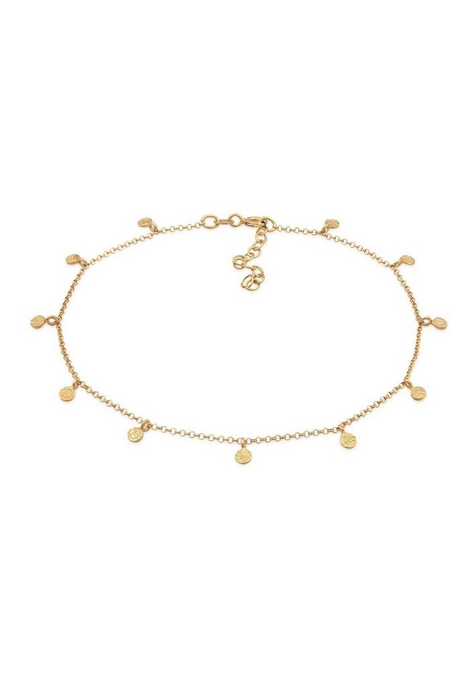 Elli Fußkette Plättchen Organic Look 925 Silber von Elli