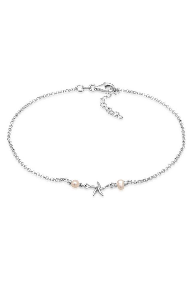 Elli Fußkette Seestern Süßwasserperle Mode 925er Silber, Seestern von Elli