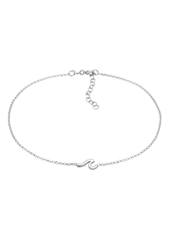 Elli Fußschmuck Damen Fußkettchen Anhänger Welle Maritim Basic in 925 Sterling Silber von Elli