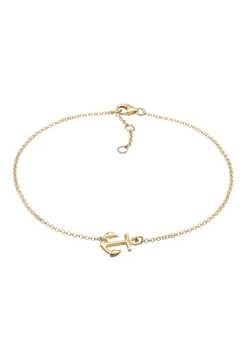 Elli Fußschmuck Damen Fußkettchen Anker Maritim in 925 Sterling Silber vergoldet von Elli