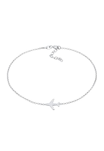 Elli Fußschmuck Damen Fußkettchen Flugzeug Symbol Reise Basic in 925 Sterling Silber von Elli