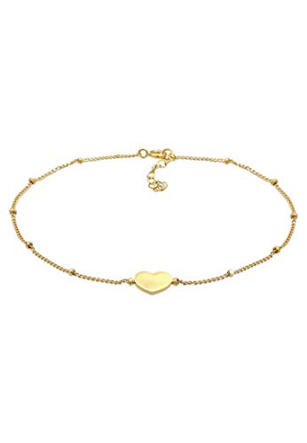 Elli Fußschmuck Damen Fußkettchen Herz Symbol Liebe Verstellbar in 925 Sterling Silber von Elli