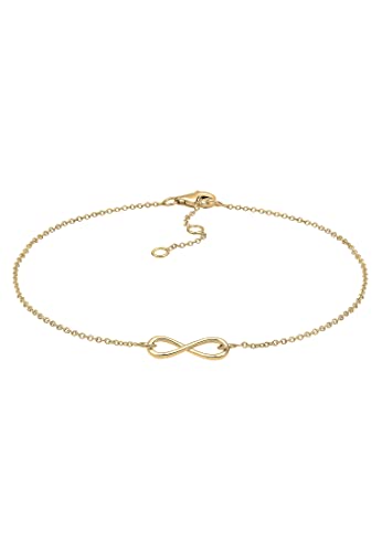 Elli Fußschmuck Damen Fußkettchen Infinity Elegant in 925 Silber vergoldet von Elli