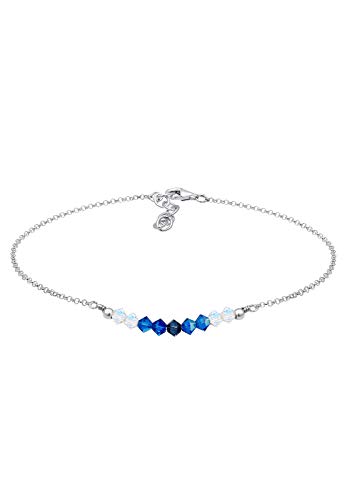 Elli Fußschmuck Damen Fußkettchen Kugel Strand Meer mit Kristalle in 925 Sterling Silber von Elli