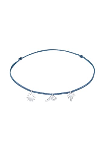 Elli Fußschmuck Damen Fußkettchen Palme Welle Sonne Boho mit Nylon Band in 925 Sterling Silber von Elli