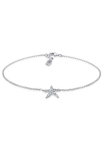 Elli Fußschmuck Damen Fußkettchen Seestern mit Kristalle in 925 Sterling Silber von Elli