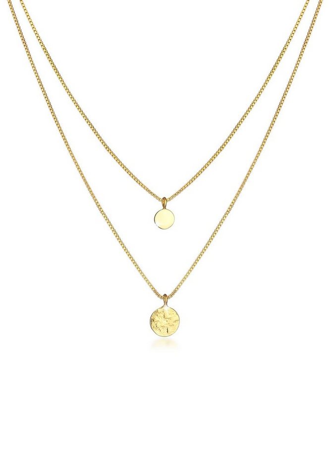 Elli Gliederkette 2-lagig Layer Coin Plättchen Struktur 925 Silber Elli Gliederkette 2-lagig Layer Coin Plättchen Struktur 925 Silber von Elli