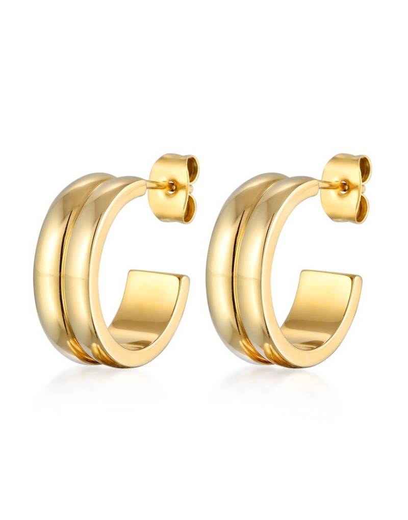 Elli - Goldfarbene, klobige Damen-Ohrstecker im Creolen-Design von Elli