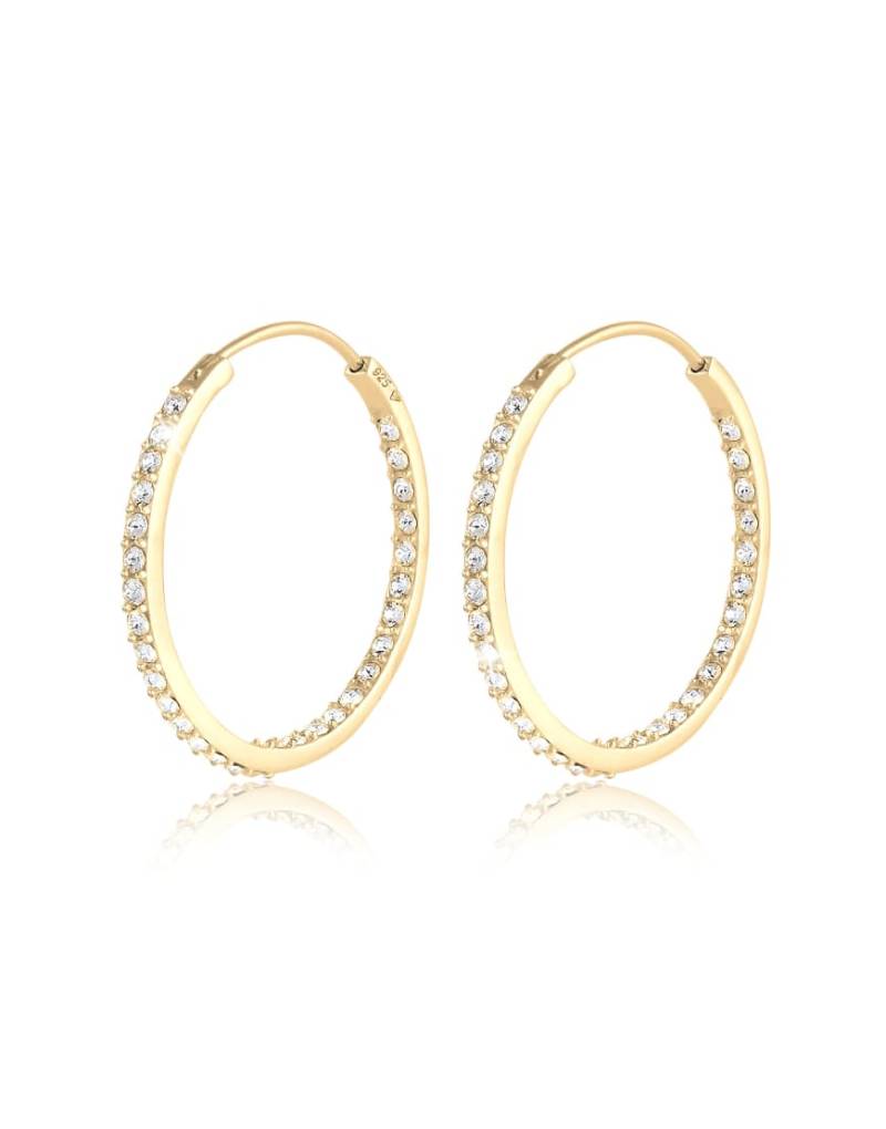 Elli - Goldfarbene Creolen aus vergoldetem 925er Sterlingsilber mit Strasssteinchen von Elli